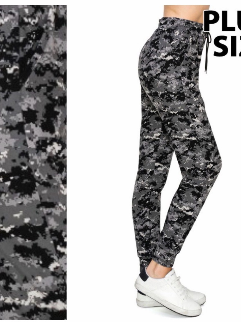Leggings Depot Plus Size Black Camo Joggers